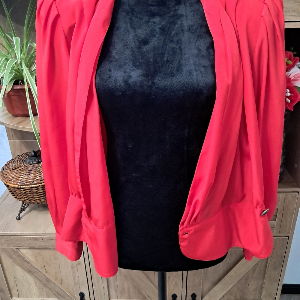 Elegant Red Women's Blouse - Picture 7 of 13